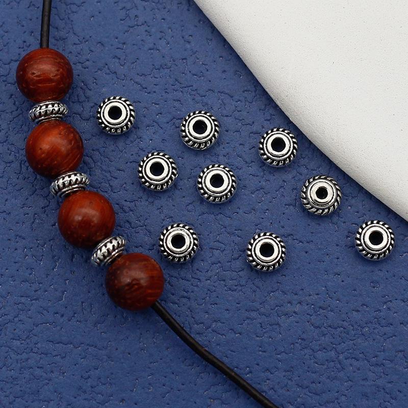 4.5mm Tibetan Silver Geometric Herringbone Bodhi String Spacer Beads for DIY Jewelry