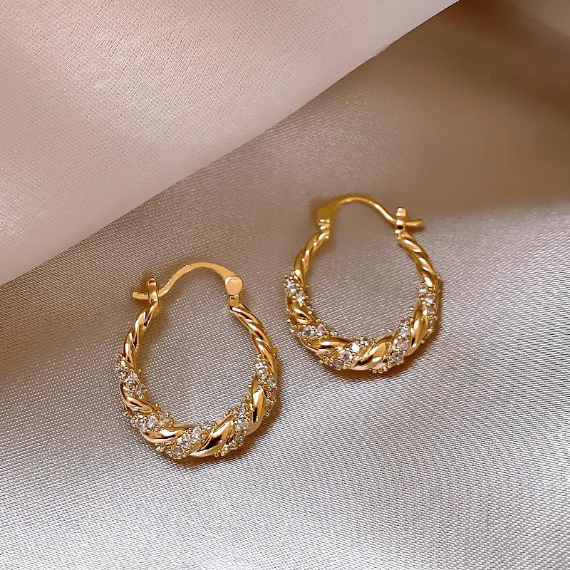 New Statement Shiny Rhinestone Earrings Classic Geometric Round Hoop Earrings Fashion Circle Jewelry Women Accessories