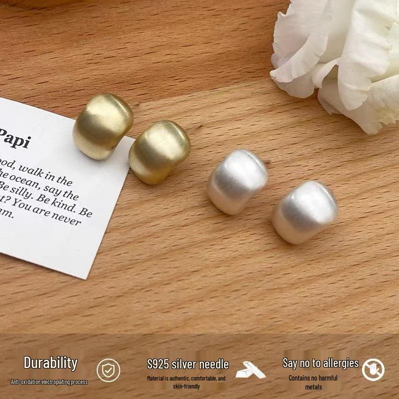 Cercei pătrați din argint 925, cu finisaj mat periat, pentru femei - Cadou la modă pentru studentă