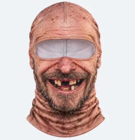 New 3D Face Printed Old Man Balaclava White Mustache Full Coverage Winter Mask Cover Stretch Elastic Funny Ski Mask