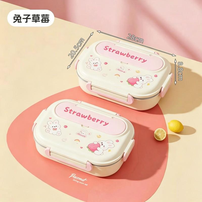 Stainless Steel Lunch Box Students Office Workers - Large Capacity 4/5 Compartment Bento With Cartoon Design