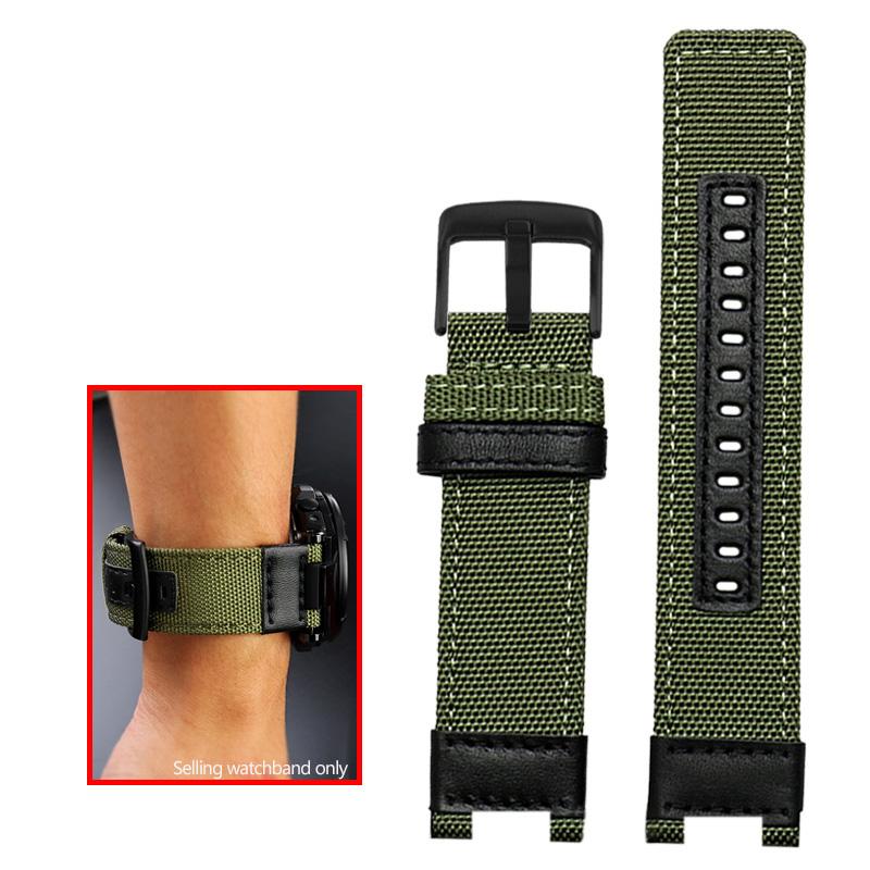 Nylon Canvas Leather Watchband For G-shock Casio GST-B100/S130/S100G/W300G/W330/400G/410 GST-W120L/S120/W130L/S110 Mens Strap