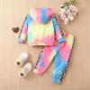 Kids' Cross-Border Tie-Dye Patchwork Hoodie & Sweatpants Set, Autumn/Winter Fashion
