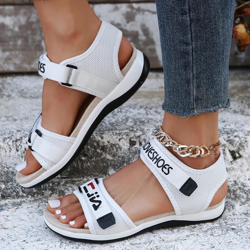 Wohnungen Frauen Sport Sandalen Sommer Casual Schuhe 2024 Neue Mode Hausschuhe Mesh Walking Laufen Strand Schuhe