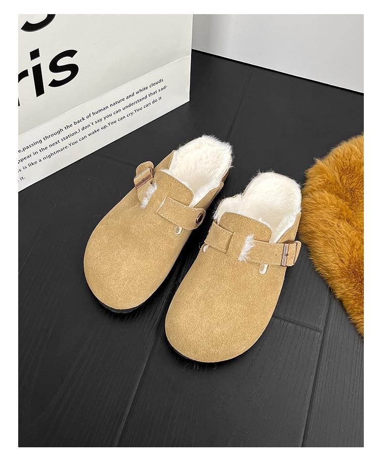 Thickened, wool, snow boots, new half-drag foot cover, winter out fashionable warm versatile fur