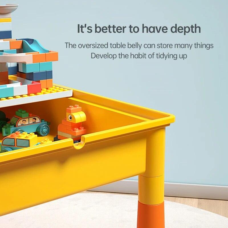 5-in-1 Kinder Aktivitätstisch Wasserspieltisch Spielzeug und Stuhl Set mit 143 Stück Große Kugelbahn DIY Baustein für Kinder ab 3 Jahren