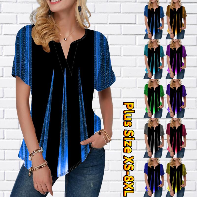 

Женская летняя футболка с принтом светового луча, футболки с короткими рукавами, повседневные топы, маленький v-образный вырез, короткие рукава