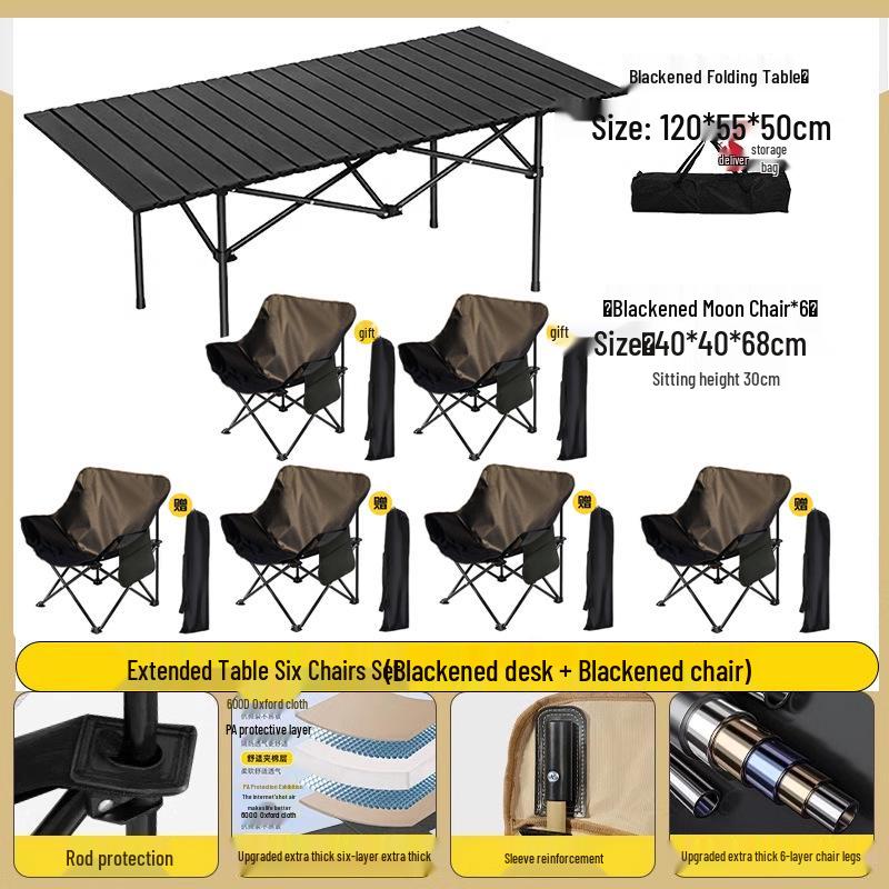 Portable Folding Roll-Up Camping Table and Chair Set - Ideal for Picnics and Barbecues