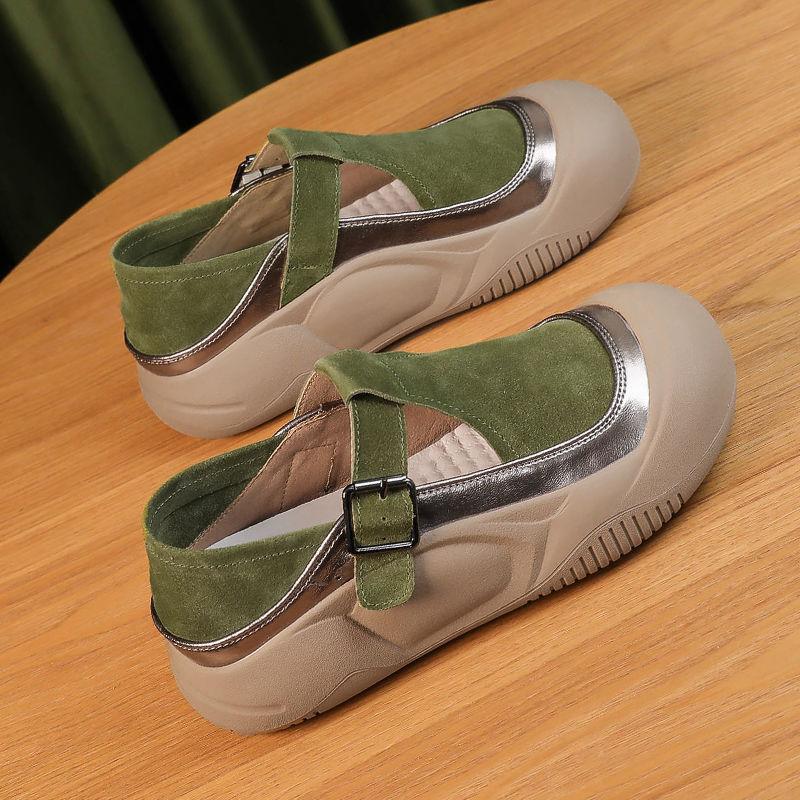 Summer thick-soled heightening cool women's shoes Baotou Mint Mambo hollow breathable casual retro single shoes