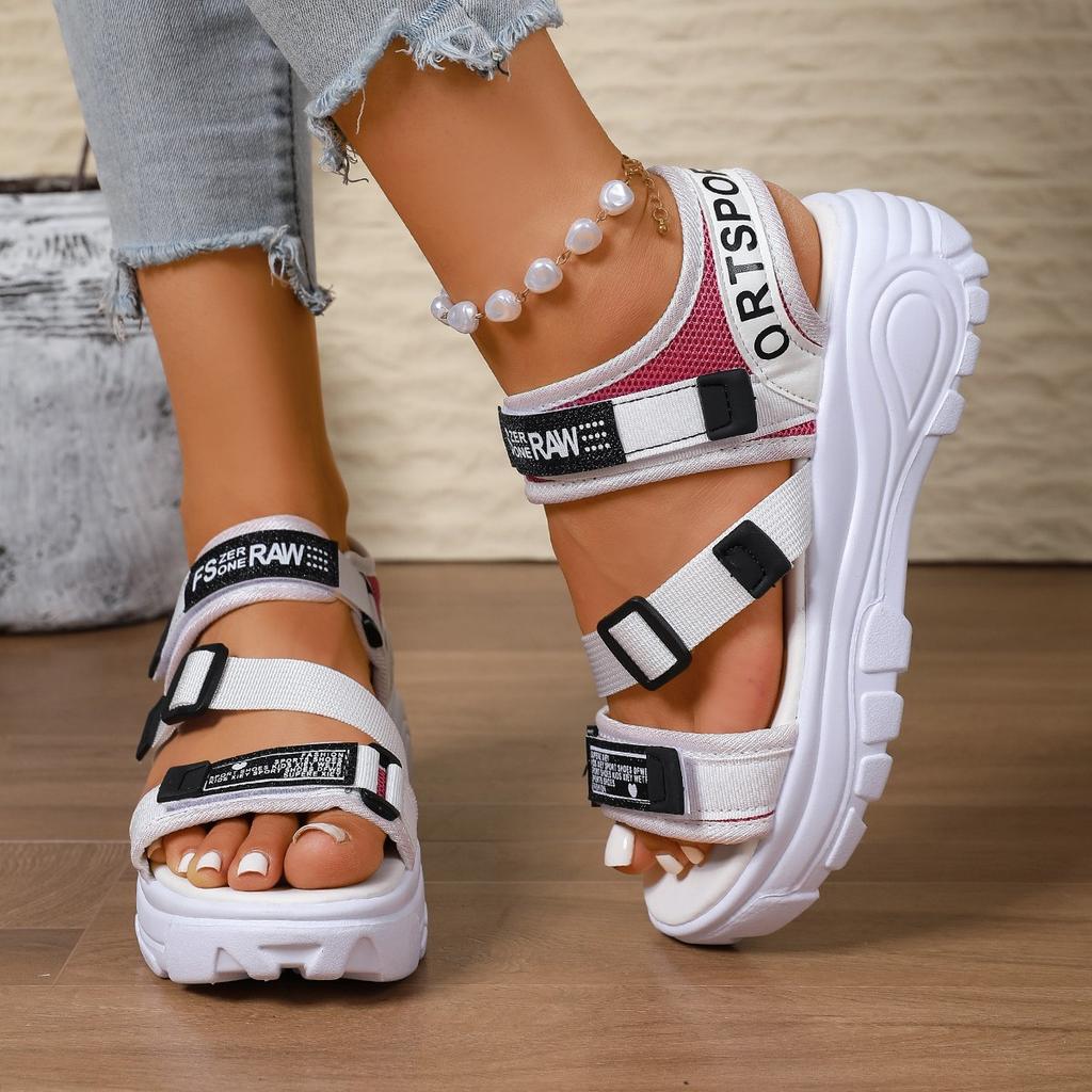 Fashion Chunky Platform Sports Sandals Women Wedges Height Increasing Shoes Woman 2025 Summer Thick Bottom Hook Loop Sandalias Plus Size