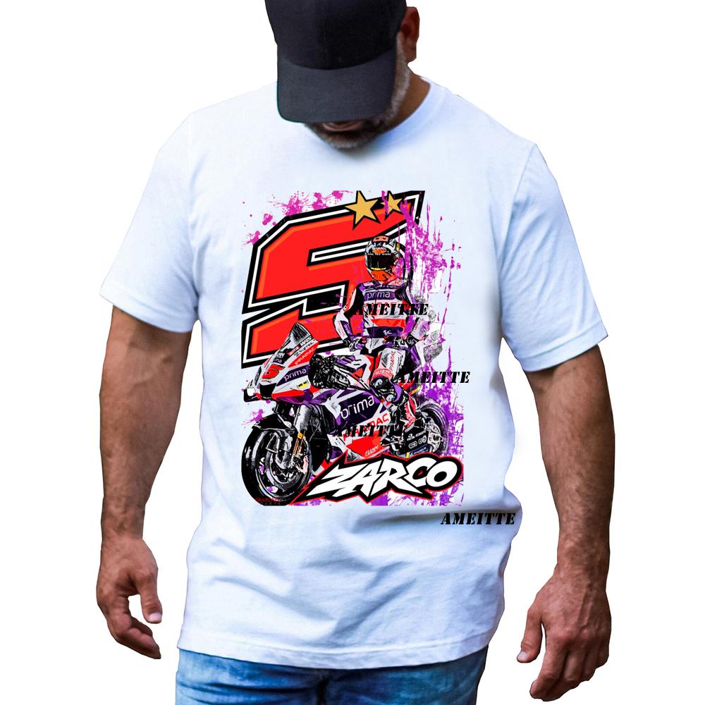 Johann Zarco 5 GP Race France T-Shirt Newest Summer Men Short Sleeve Hip Hop Boy Casual Tees Motorcycle Sport Fans White Tops