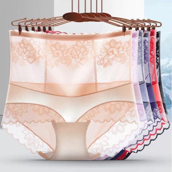 Women Lace Embroidery Flowers Panties Sexy High Waist Butt Lifter Briefs