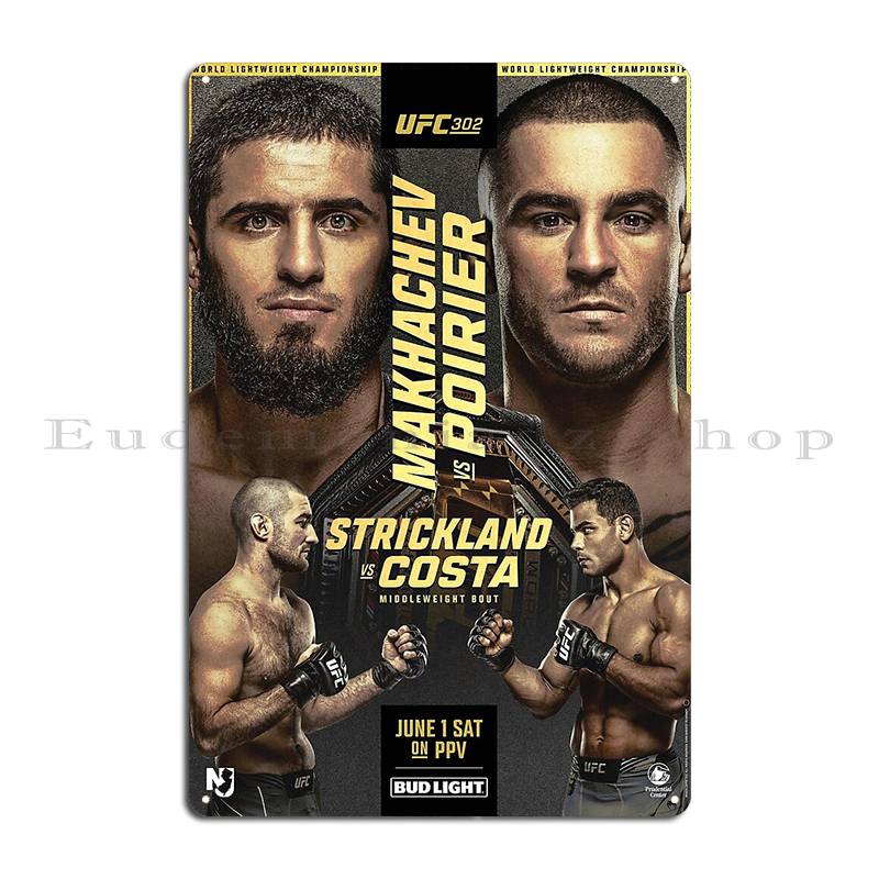 Islam Makhachev Vs Poirier Berg-Champion Metallplakette Rostig Anpassen Lustig Party Blechschild Poster