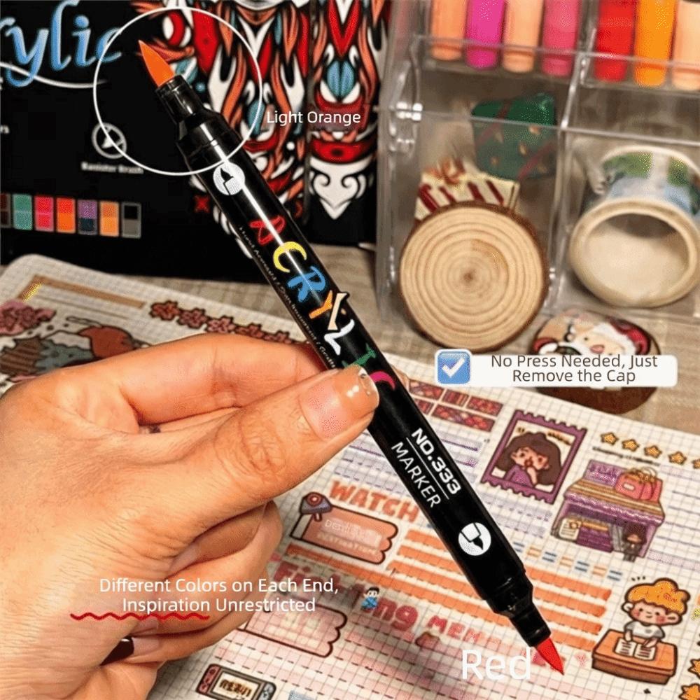 Dual Color Acrylic Paint Markers 24/48/72 Colors Dual Tip Markers Dual-ended Markers  Ceramic Craft