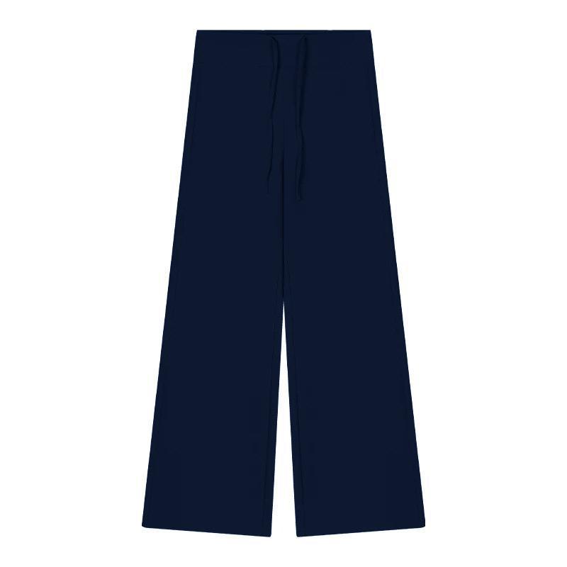 

White High-Waisted Cool-Feel Wide-Leg Summer Pants with Embroidered Tag S (80-95 lbs)
