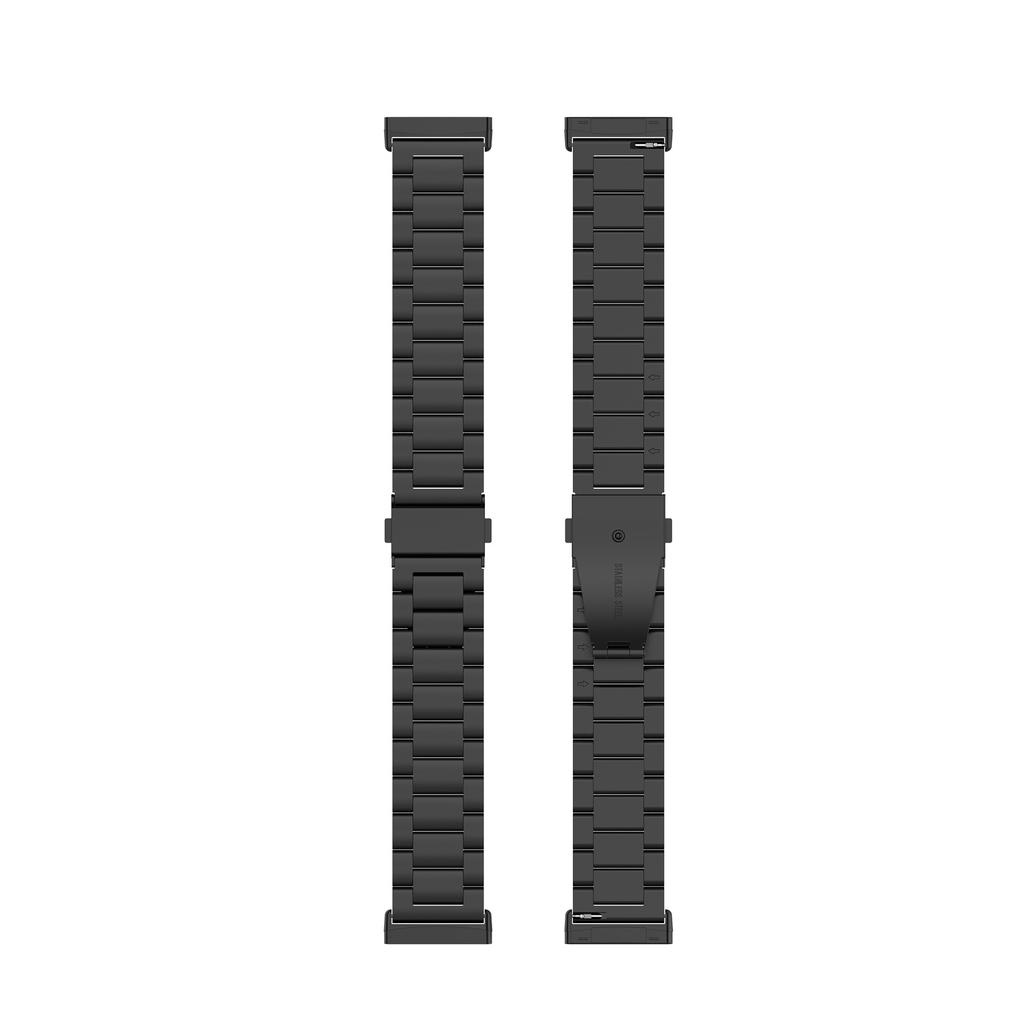 For Fitbit Versa 4/Sense 2 Three Beads Smart Watch Band Folding Buckle Metal Wrist Strap Replacement