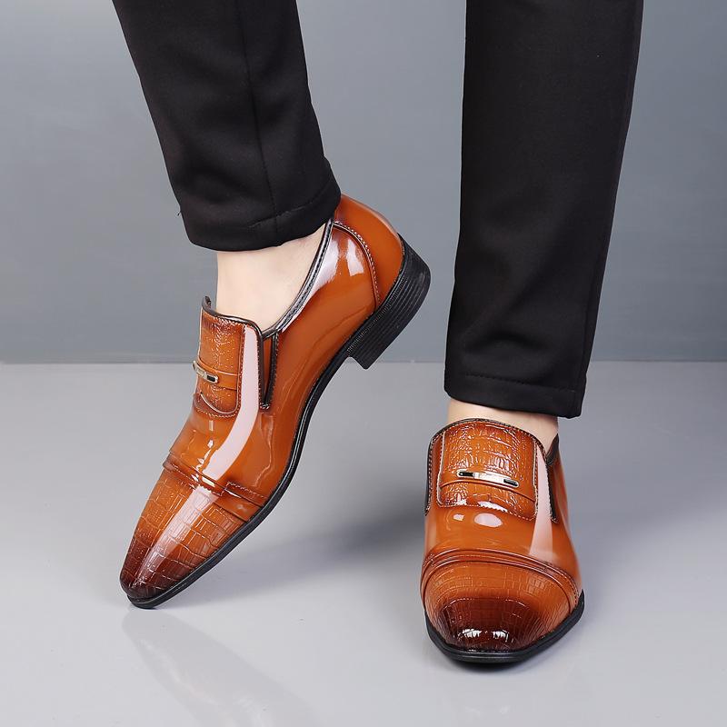 Italian Leather Shoes for Men Luxury Business Oxford Breathable Patent Formal Plus Size Man Office Wedding Flats Male Black Mens