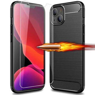 Case - TPU - for iPhone 13 Mini - Flexible - Black - Ultra Slim - 2 Tempered Glass
