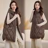 Middle-aged plus size women's clothing mother cotton vest winter women's new casual light and warm hooded top