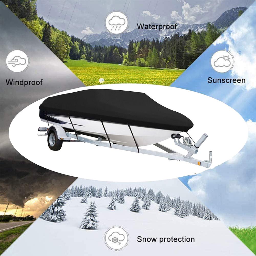 210D Yacht Boat Cover 11-19FT Barco Boat Cover Anti-UV Waterproof Heavy Duty  Marine Trailerable Canvas Boat Accessories