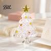 Elegant Glass Tree Table Centerpiece Hand Blown Christmas Figurine, Mini Tabletop Festive Home Accents Xmas Ornament, Handmade Desktop Holiday
