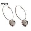 Hoop Earrings 1 Pair Round Heart Pendant Plated Jewelry Exaggerated Fashion Appearance Dangle for Prom Party