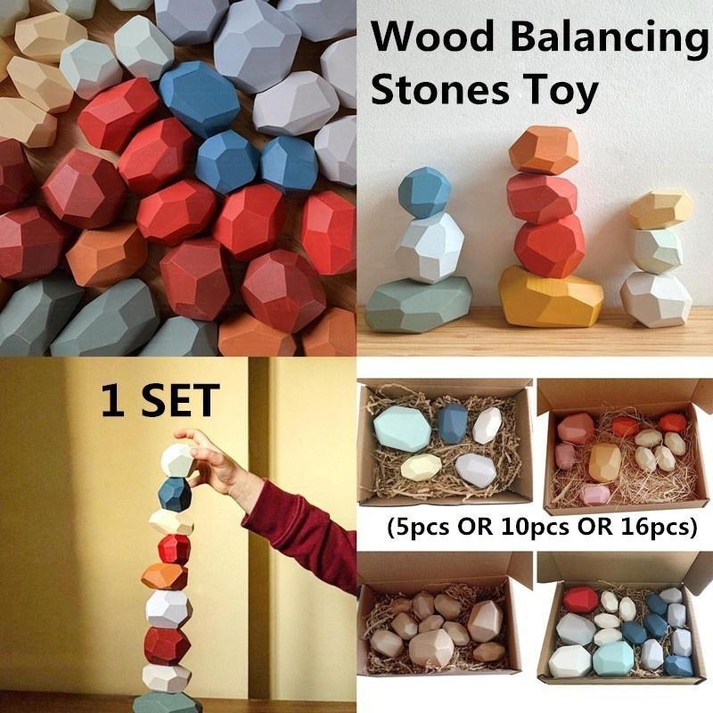 

1 НАБОР Деревянные балансирующие камни для малыша Большого размера Игрушки Камень Деревянные строительные блоки Поделки из дерева Образов 5 pieces