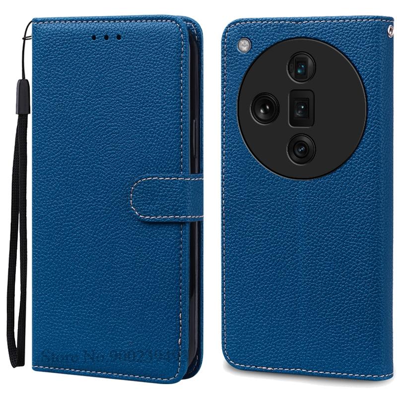 

Для OPPO Find X7 Чехол кожаный кошелек флип-чехол для OPPO Find X7 Ultra Чехол мягкий силиконовый чехол Coque Fundas Shell For Find X7 темно-синий