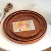 Vintage Round Serving Tray Wooden 21/24/27/30/33cm Decorative Tray Tea Food Tray Coffee Home Table