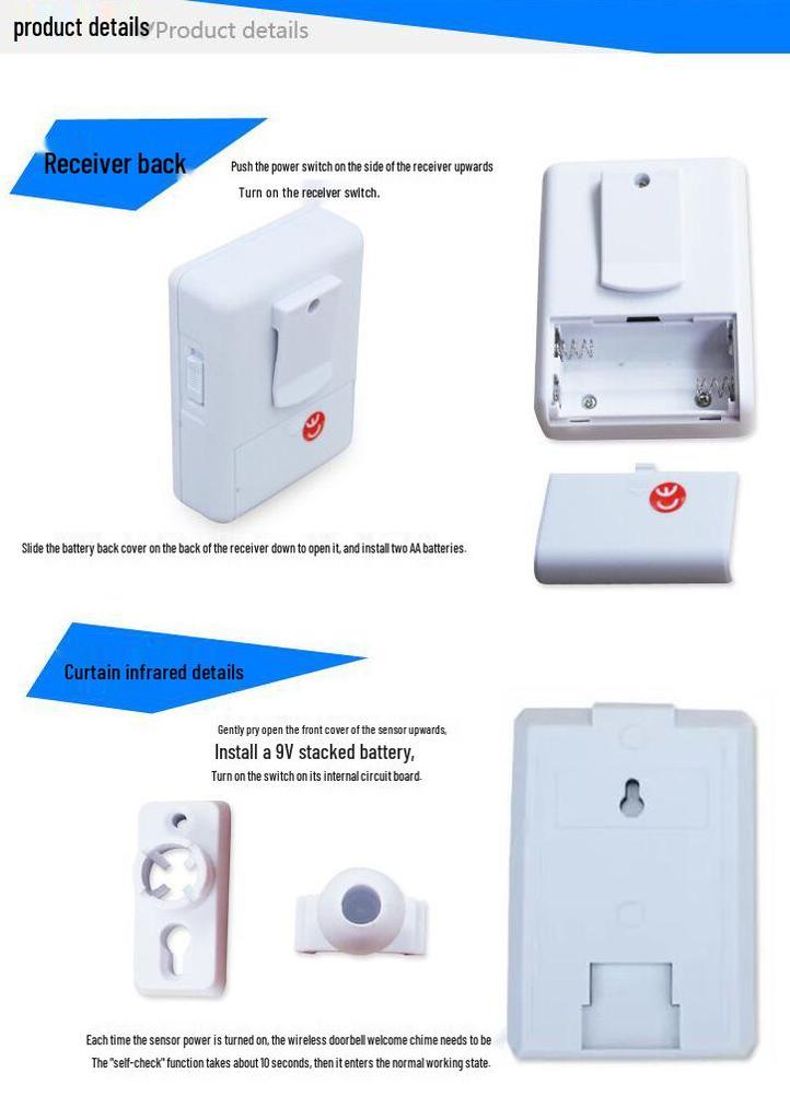 Upgraded Infrared Wireless Doorbell and Smart Sensor Driveway Alarm