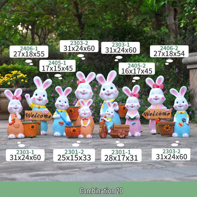 Outdoor Cartoon Rabbit Garden Decoration - Animal Flower Pot Sculpture for Kindergartens and Courtyards