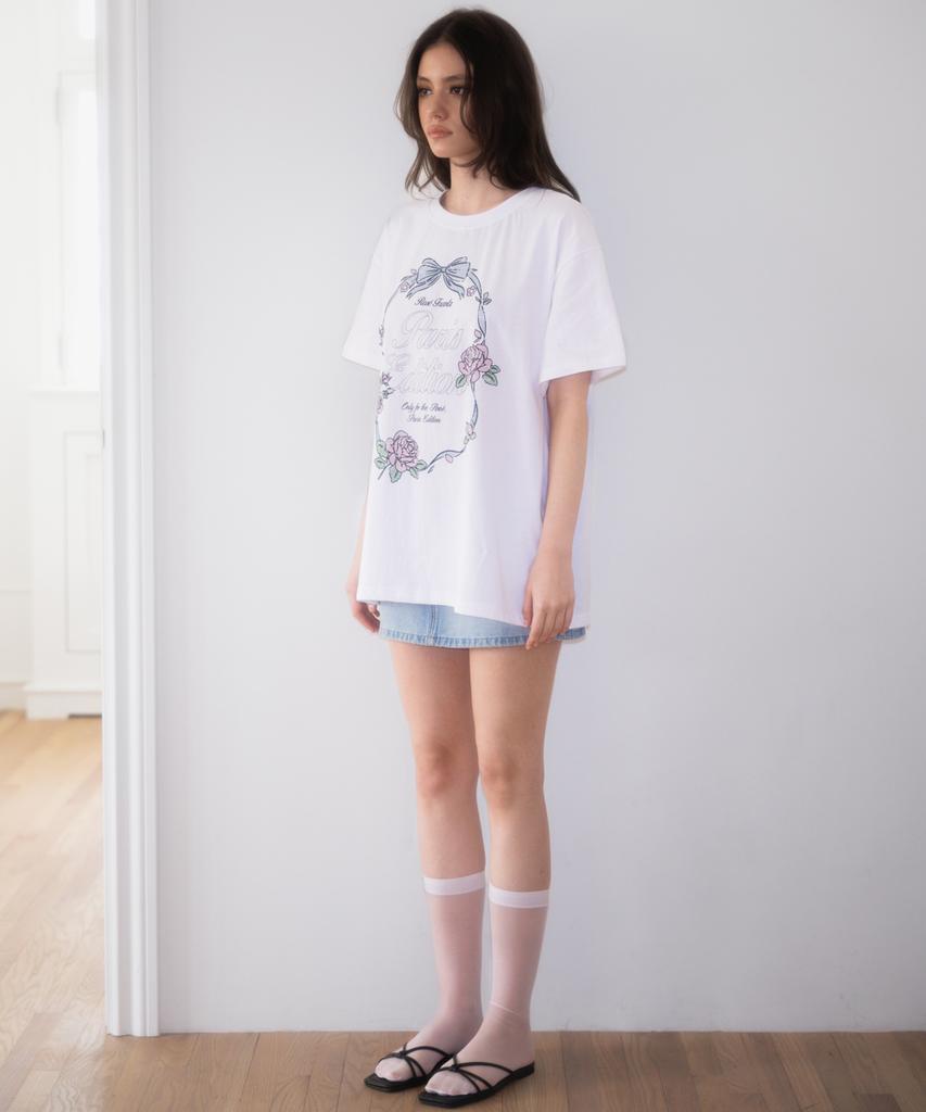 ROSEFRANTZ Vintage Floral Frame T-Shirt [White]
