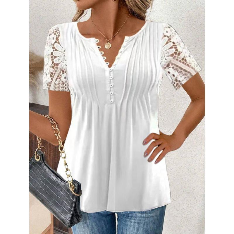 DICIFY Women's Fashion Casual Summer Spring Short Sleeve V-Neck Blouses & Shirts