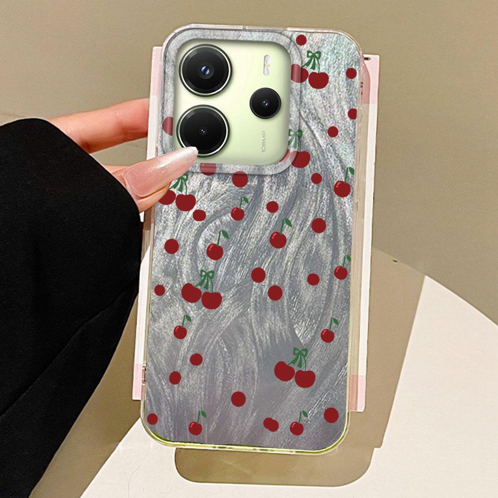 Summer Sweet Red Circular Dot Cherry Phone Case for Xiaomi Redmi 13C 14C A5 A3 A4 A3X Note 14 13 12 11 11S 10 Pro Silicone Cover