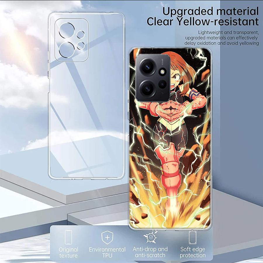1pc Ochako Uraraka Phone Case For Redmi 12 13C 14C 12C Note 14 13 Pro Plus 10 10A 10C 9 9A 9C 9T K70 K80 Pro 8 8A Clear TPU