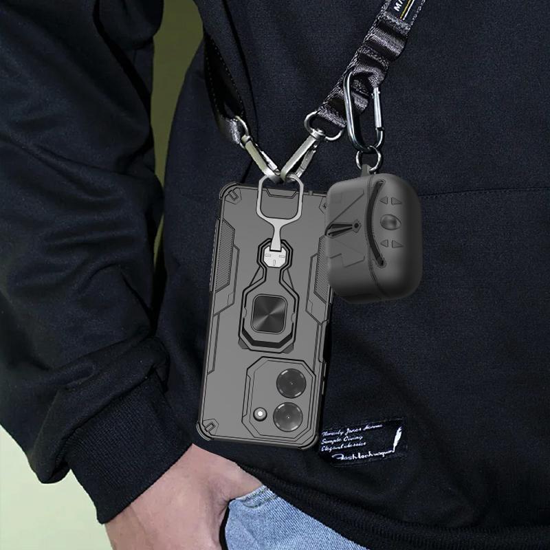 KEYSION Shockproof Armor Case for Redmi A5 4G Soft Silicone+PC Upright Metal Ring Stand Phone Back Cover for Xiaomi POCO C71