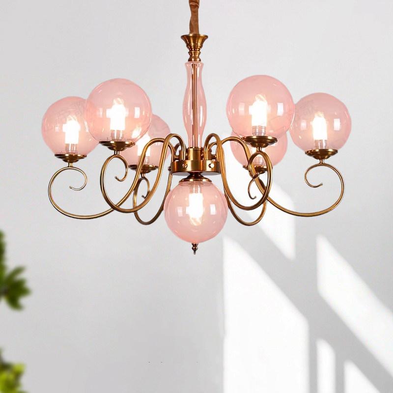 MZISOSOD French Vintage Wrought Iron Glass Chandelier for Living Room Dining Room Bedroom Lighting Fixtures Mid Century