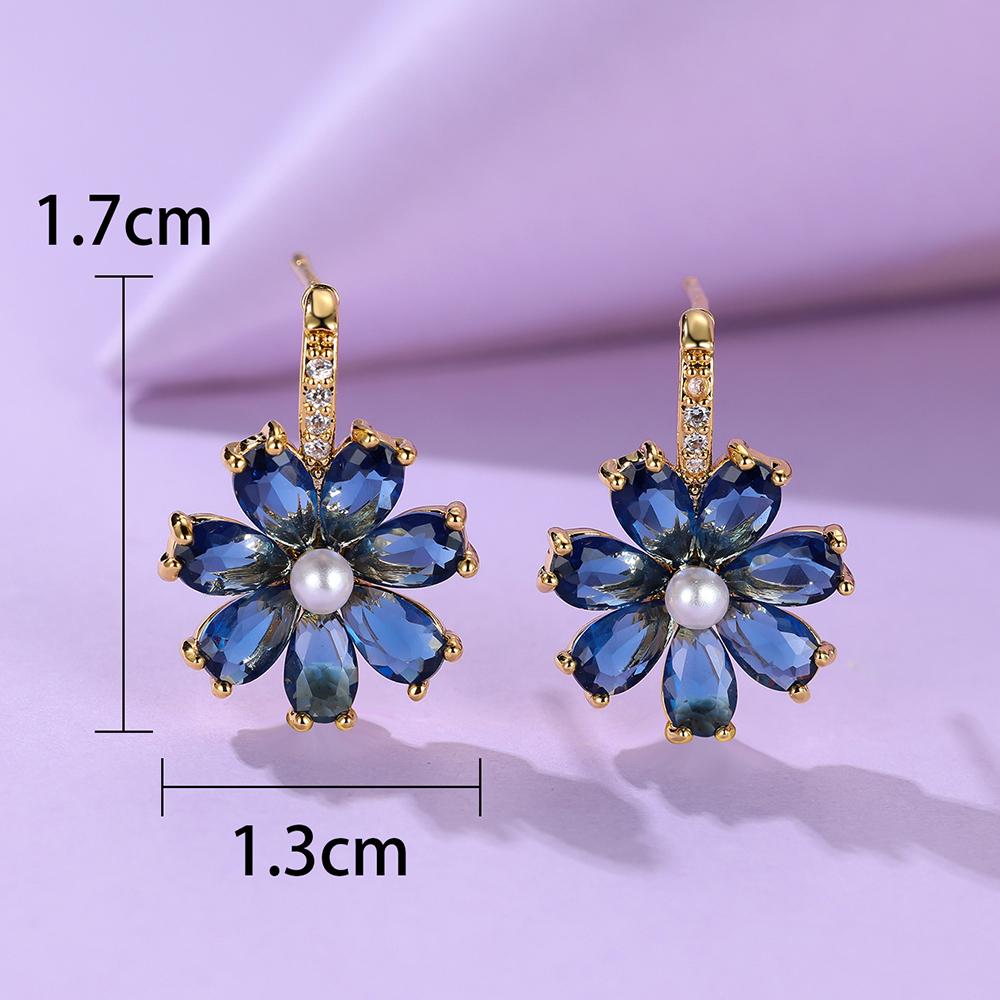 Exquisite königsblaue Blumenohrringe für Damen und Mädchen zum täglichen Tragen von Ohrringen