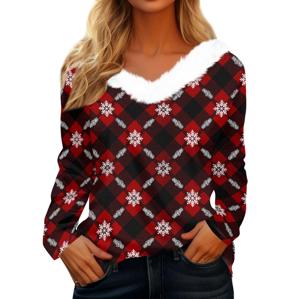 Dámské košile s dlouhým rukávem Roztomilé topy Vánoční potisky Trička Blůzy Ležérní Nadměrné velikosti Základní topy Pulovr