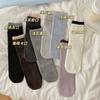 Medium Tube Stacking Socks High Elastic Lycra Rubber Band Solid Color Strips Simple Boneless Socks Stockings