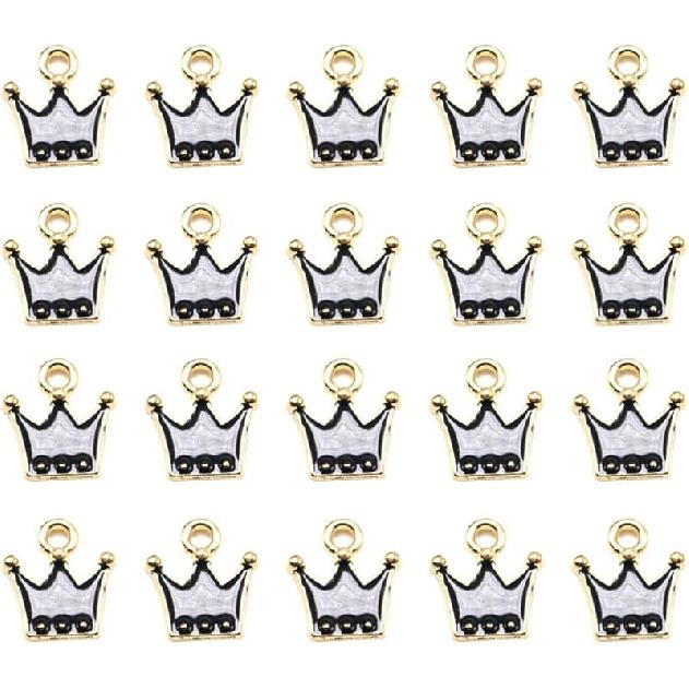KESYOO 20pcs Crown Charm Pendants Enamel Jewelry Making Charm for DIY Jewelry Making Keychain Ornaments(Pink)