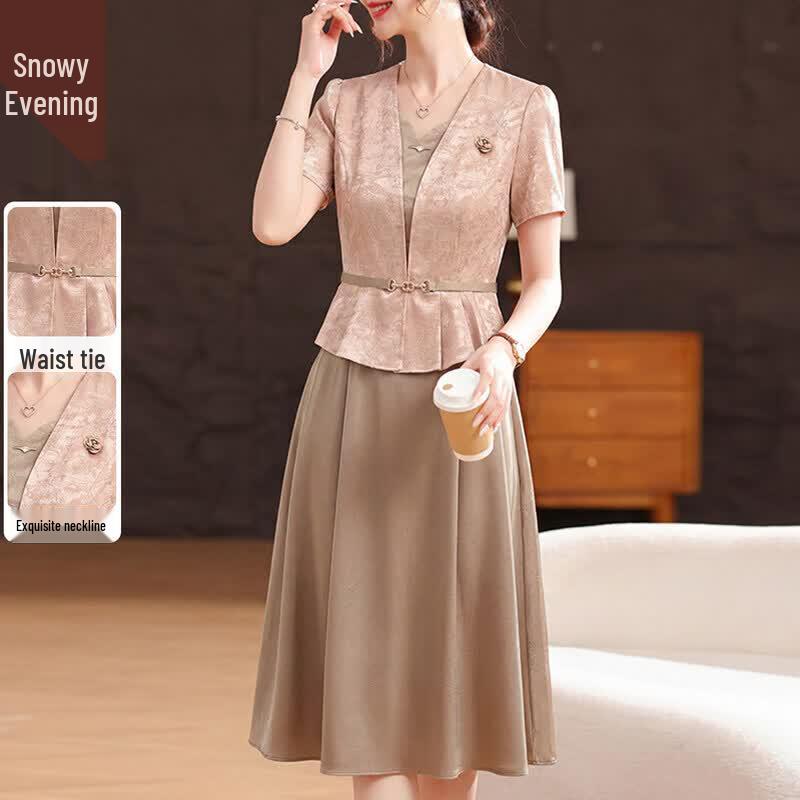 XUEXI Women s Faux Two-Piece Short-Sleeve Summer Dress XL