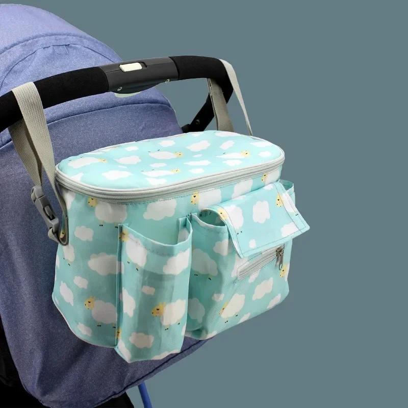 Large Capacity Baby Stroller Storage Bag-Nylon Portable Hanging Pendant Cartoon Animal Multi-functional for Bottles Tissues Kids