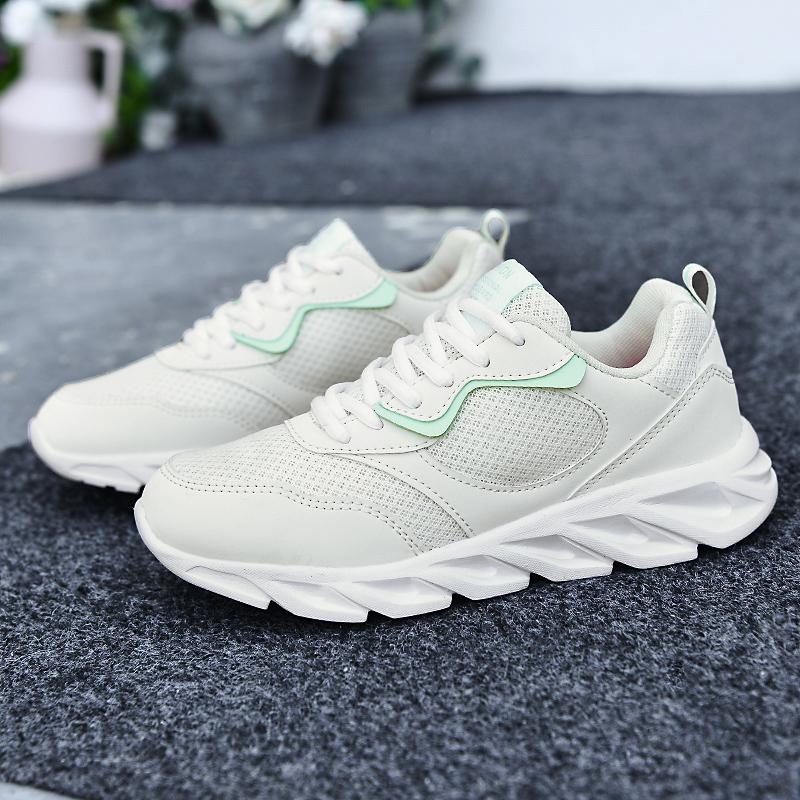 Womens Shoes Running Wear Resistant Casual Sports Tennis Female Sneakers Trendy Knitted Fly Weaving Running Shoes Gray Adults