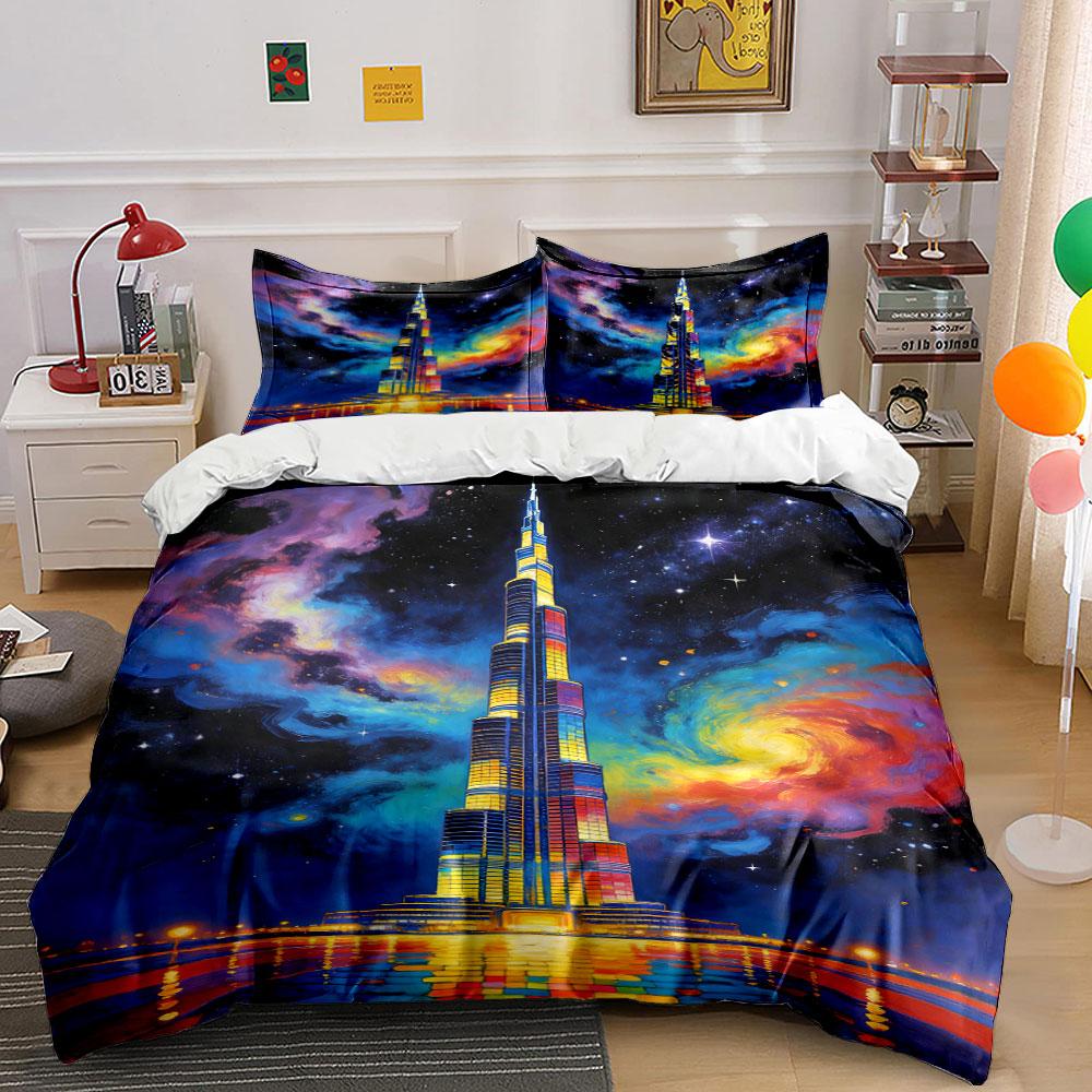 

Colorful skyscraper and galaxy. Bedding sets Duvet cover sets Duvet covers Pillowcases(1 * Duvet Cover 2 * Pillowcases without duvet insert) 135x200cm