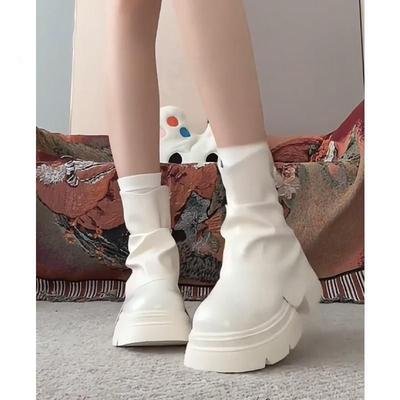 Dicker Absatz dicke Sohle kurzer Schaft kleine dünne Einzelstiefel 2025 Herbst und Winter neue Mode vielseitige höhenerhöhende Martin Kurzstiefel Damen