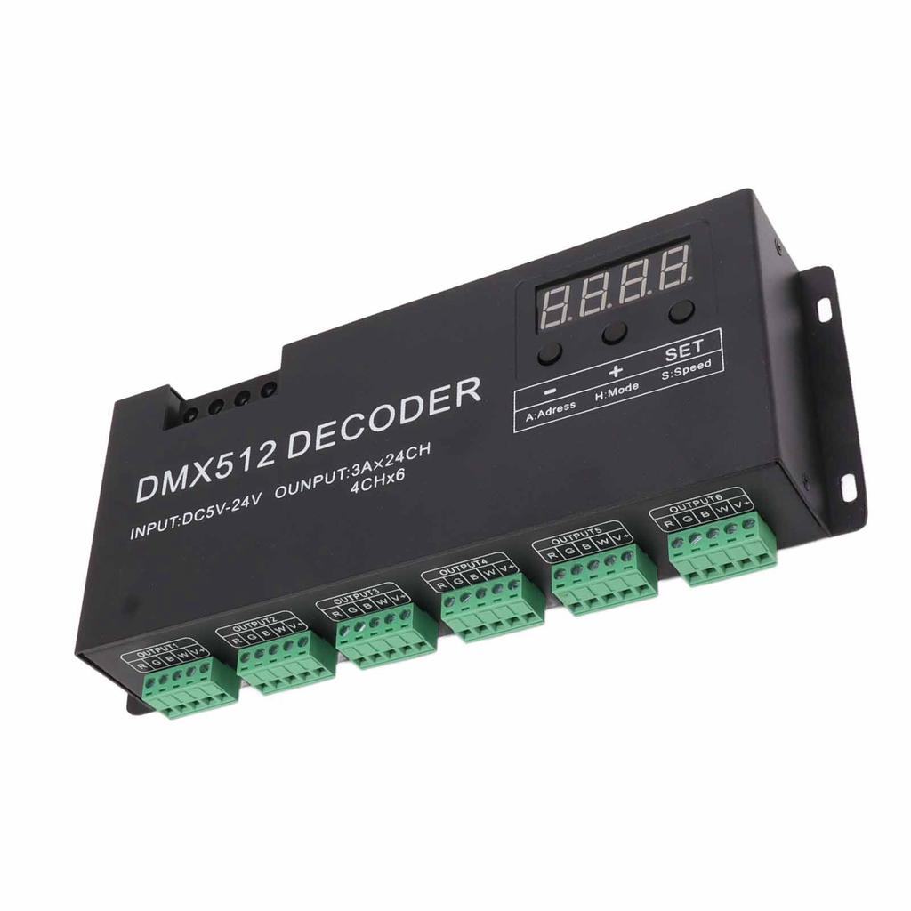 24 Channel Decoder Digital Display RGBW DMX512 Dimming Driver LED Controller for Stage Bar DC5V‑24V