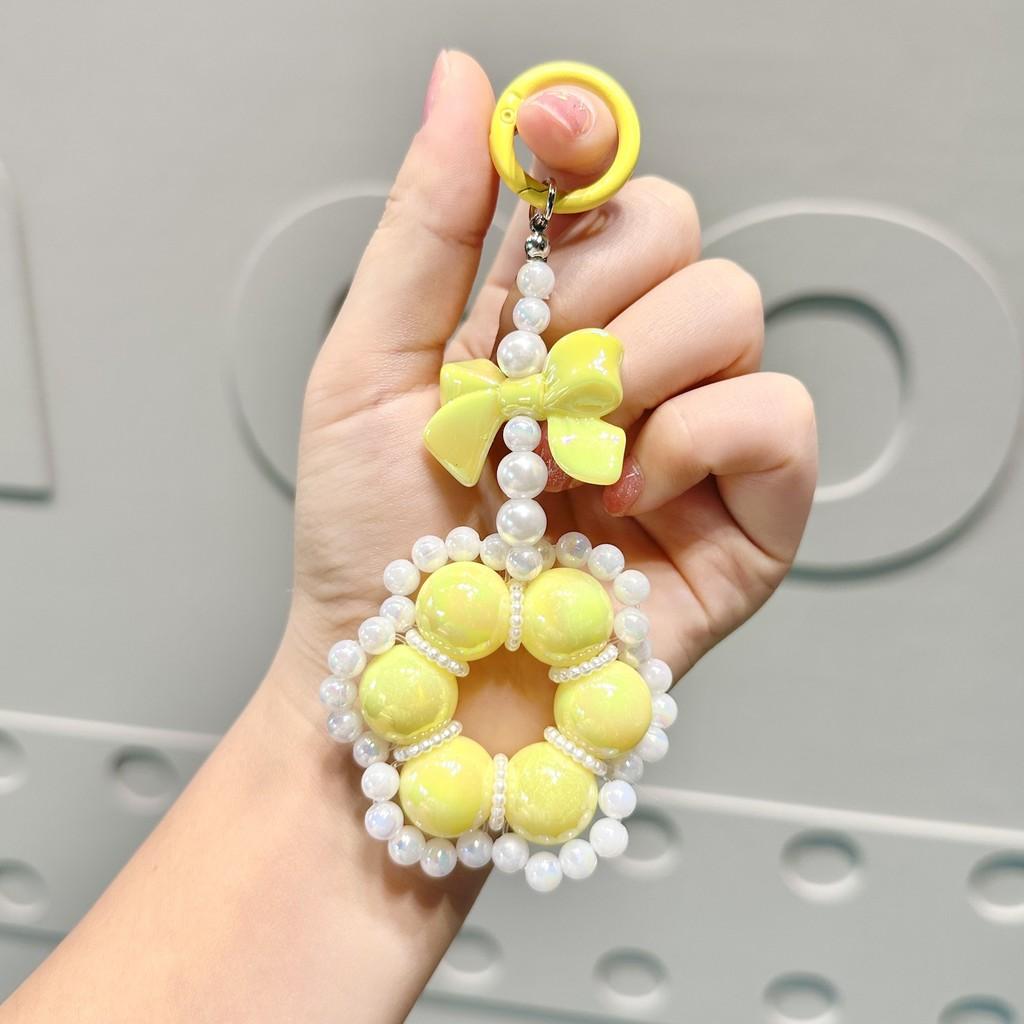 Vibrant Flower Beaded Keychain Stylish Hanging Ornament For Phones And Accessories Everywhere