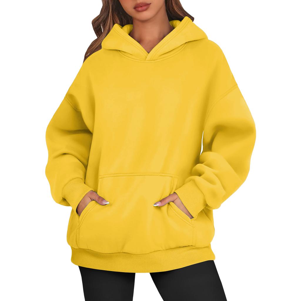 Women's Oversized Long Sleeve Crewneck Sweatshirt Casual Loose-Fitting Drawstring