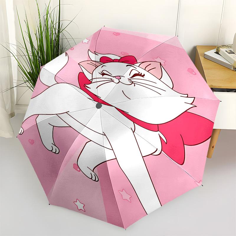 

Marie Themed Automatic Opening and Closing Umbrella, Brightly Colored 8-rib Portable Umbrella, Suitable for Men and Women, A Perfect Gift for Christma